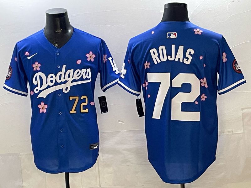 Men Los Angeles Dodgers #72 Rojas Blue Sakura Edition 2025 Nike MLB Jersey style 07->women mlb jersey->Women Jersey